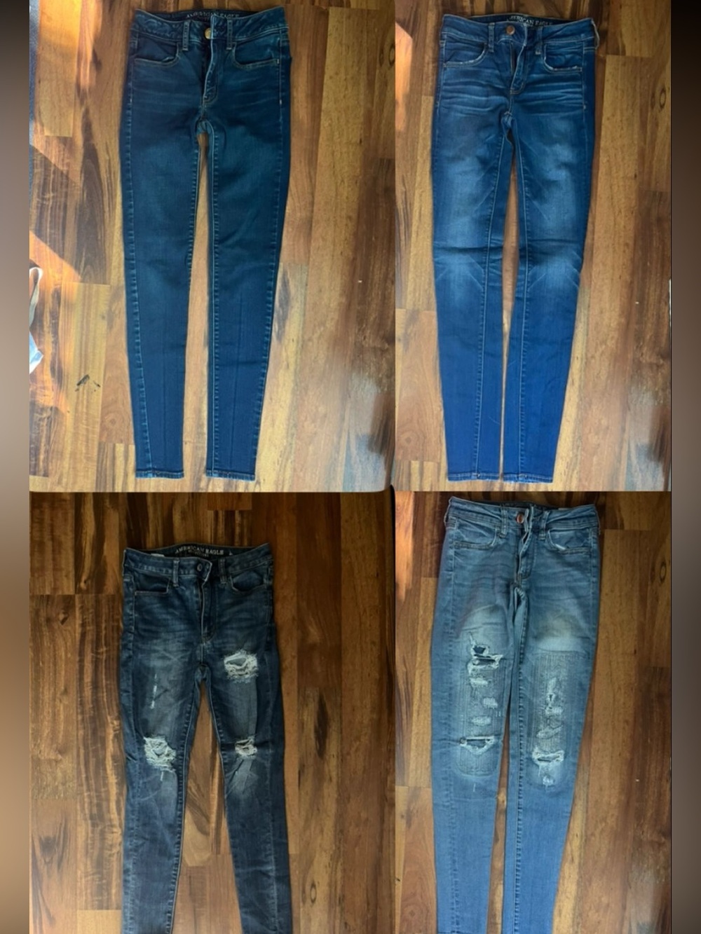 Lot of 4 Blue Denim Jeans - Skinny & Distressed Styles